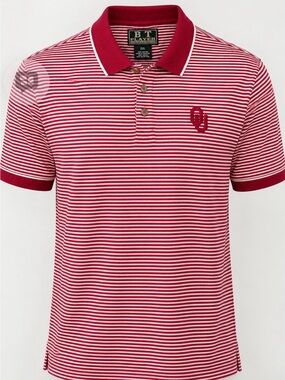 Red & White Vintage Sooners Striped Polo Shirt